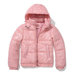 Hooded Long Sleeve Glossy Cotton Padded Jacket