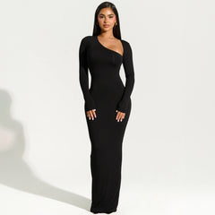 Sexy Slim Long Sleeves Back Slit Formal Dress