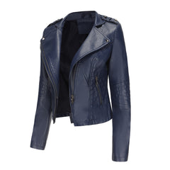 Long Sleeved Rivet Leather Jacket