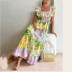 Printed Waist Floral Vacation Dress for Women