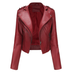 Long Sleeved Rivet Leather Jacket