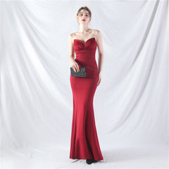 Elegant Off Shoulder Tube Top Satin Evening Dress