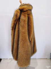 Autumn Winter Mid Length Warm Faux Fur Coat