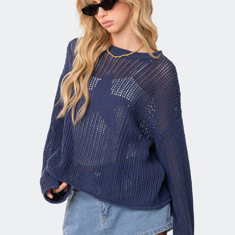 Women Hollow Out Knitted Blouse