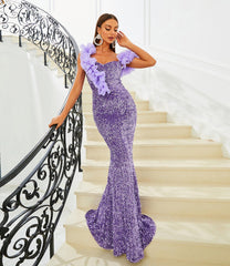 Elegant Sexy Sling Backless Sequined Evening Dress