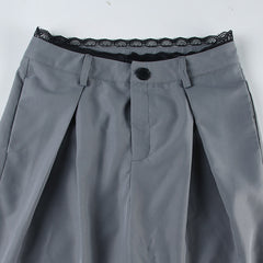 Women Gray Loose Wide Legs Trousers