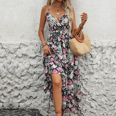 Summer Floral Print Slip Vacation Dress