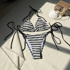 Stripe Towel Cloth Simple Sexy Split Swimsuit