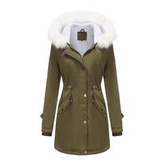 Detachable Fur Collar Hooded Cotton Padded Coat