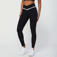 Contrast Color Cross V Yoga Pants