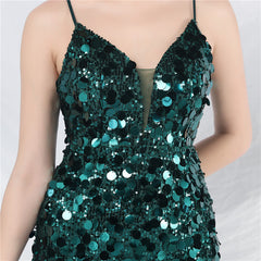 Elegant Sequin Strap Long Evening Dress