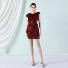 Elegant Sequin Short Cocktail Evening Dress