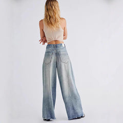 Retro High Waist Drooping Wide Leg Denim Jeans