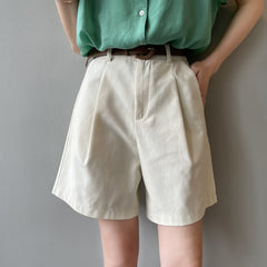 Korean High Waist Loose Straight Wide Leg Casual Shorts