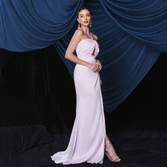 Elegant Sexy Halter Long Slit Evening Dress