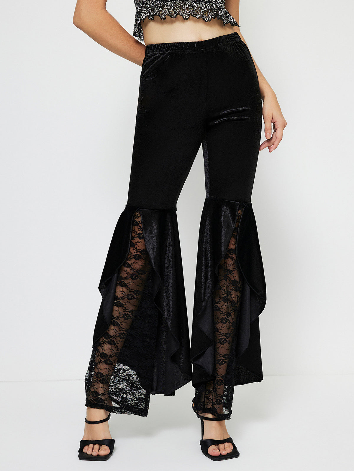 Women Elegant Lace Casual Bell Bottom Pants