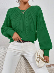 Round Neck Knitted Long Sleeve Twist Sweater