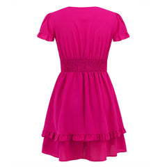 Sexy Lace up Solid Color Summer Dress