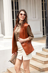 Sleeveless Faux Leather Vest Loose Short Coat