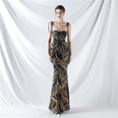 Elegant V-Neck Tube Top Sequin Evening Dress