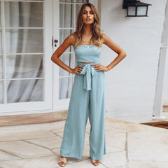 Casual Backless Summer Straight Leg Jumpsuit