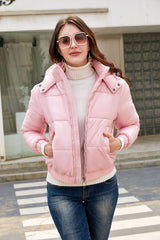 Hooded Long Sleeve Glossy Cotton Padded Jacket