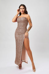 Sequin Sleeveless Split Formal Dress