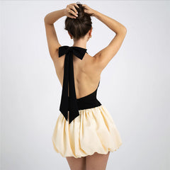 Women Sexy Pleated Backless Short Party Dress