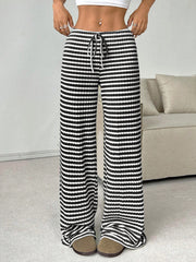 Women Stripe Drawstring Straight Leg Pants