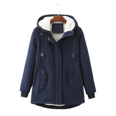 Hooded Lambswool Warm Cotton-Padded Coat