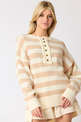 Loose Casual Knitted Long Sleeve Striped Sweater