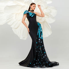 Elegant One Shoulder Cocktail Hairtail Evening Dress