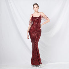 Elegant Beaded Colorful Sequin Long Evening Dress