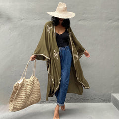 Rayon Embroidered Loose Beach Cover Up