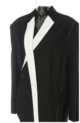 Oversize Black White Stitching Loose Thick Thread Blazer