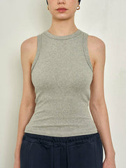 Sleeveless High Elastic Thread Basic Top