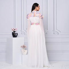 Elegant Turtleneck Long Embroidered Evening Dress