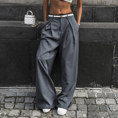 Women Gray Loose Wide Legs Trousers