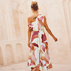 Summer Elegant Off Shoulder Slim Printed Dress