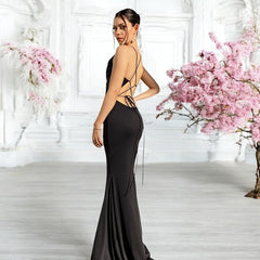 Elegant Sexy Slim Strap Backless Formal Dress