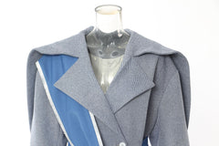 British Collar Detachable Stripe Coat