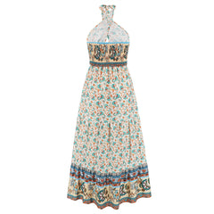 Sexy Lace up Summer Criss Cross Bohemian Vintage Floral Dress