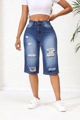 Summer Ripped Cropped Straight Leg Loose Shorts