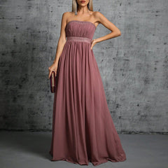 Elegant Rhinestone Strapless Slim Fit Evening Dress