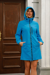 Women Hooded Long Sleeve Windbreaker Coat