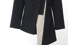 Autumn Contrast Color Asymmetric Cutting Blazer