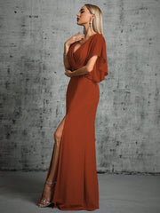 Butterfly Sleeve V Neck Cocktail Evening Dress