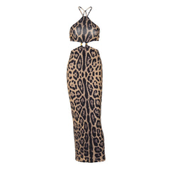 Sexy Leopard Print Bandeau Sling Party Dress