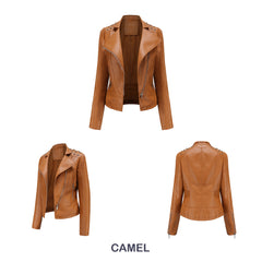 Women Rivet Thin Leather Jacket