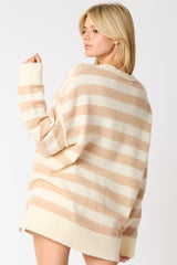 Loose Casual Knitted Long Sleeve Striped Sweater